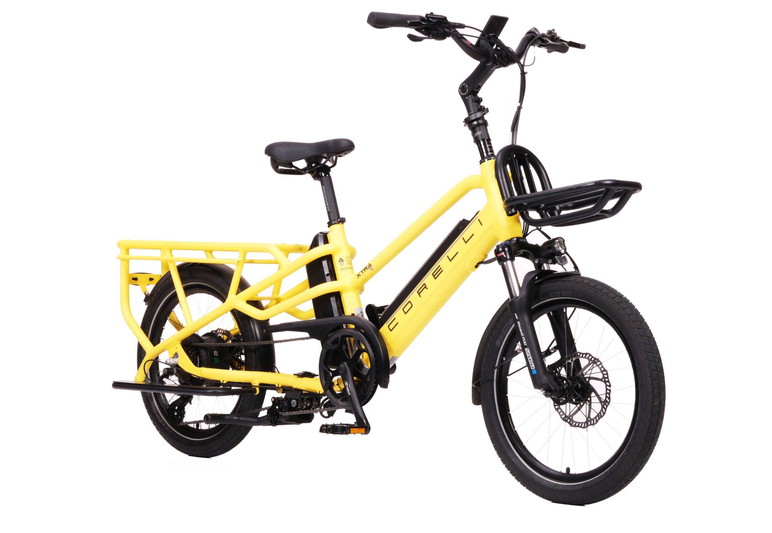 Bicikli Corelli XTRA 20 zuti – električni teretni cargo bicikli - dupla baterija